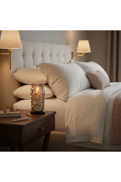 Cornella PİLLAR ANTİK GOLD GRİ OMBRELİ CAM MUMLUK KÜÇÜK – Çıkarılabilir Cam, ...