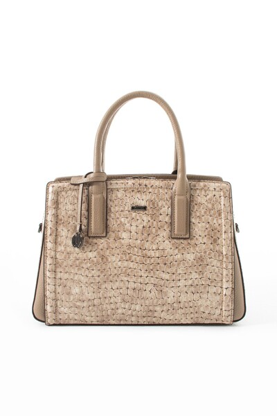 VOSTRO %100 Hakiki Deri Kadın Vizon Rugan El ve Omuz Çantası - El Yapımı İtal...