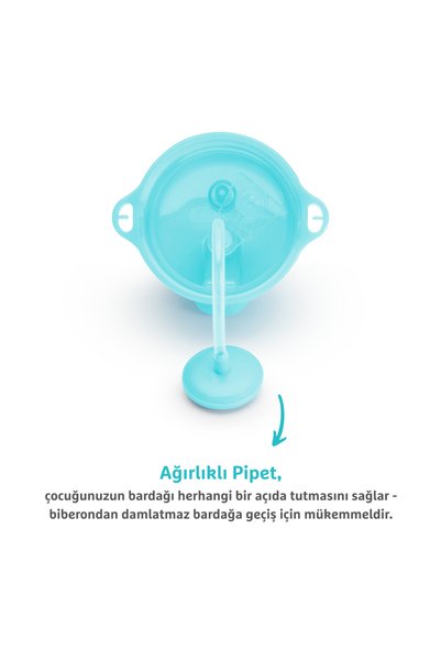 Munchkin Tıklama Kilitli Uçlu Pipetli Alıştırma Bardağı, 12ay , 296ml, Mavi, 1 Adet