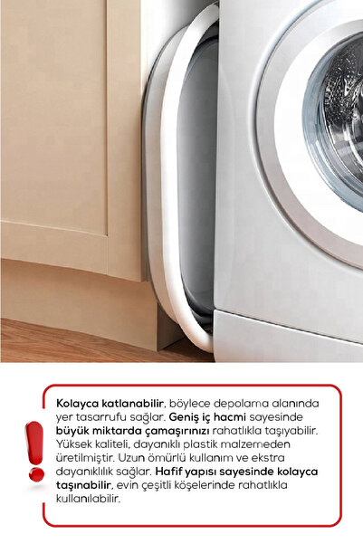Vienev 25 Litre Katlanır Çamaşır Sepeti - Katlanır Sepet Pembe