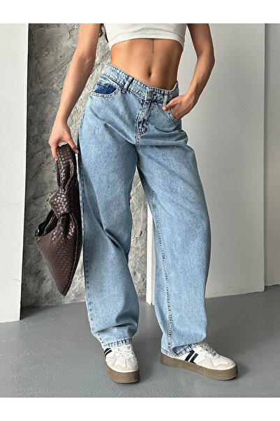 Zerenyus Baggy Snow Wash Medium Blue Jeans Pants