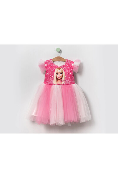 Lumia Baby Barbi Baskılı Kız Çocuk Tül Elbise