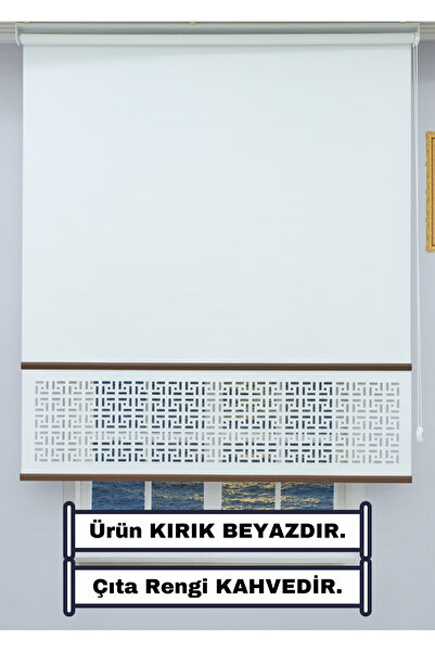 ESDEH Lazer Stor Perde - Kırık Beyaz Mat Stor Kumaşı - Renkli Çıta Detaylı - ...