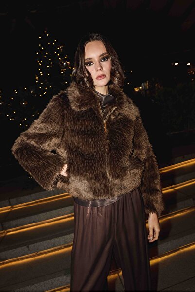 Antioch Coffee Plush Look Coat