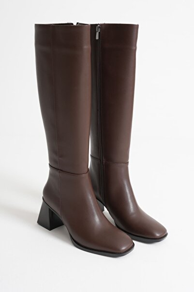 Zerenyus Arden Premium Women's Bitter Brown Winter Zippered Heeled Boots