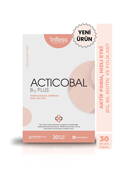 infless Acticobal B12 Plus – Metilkobalamin, Folik Asit, Biotin, B6 İçeren 30...