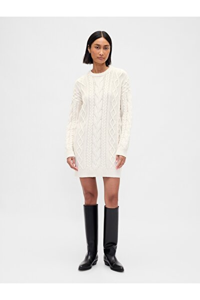 GAP Kadın Krem Cable Örgü Mini Elbise