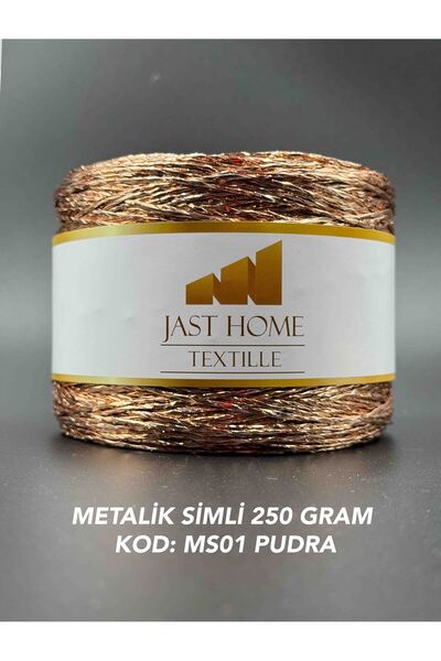 Jast Textile Metalik İki Büküm Simli Kağıt ip  Renk , 250 Gram , 420 Metre , ...