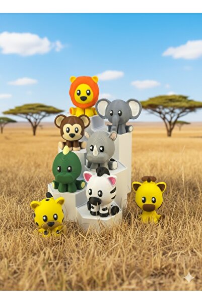 fyne Minik Hayvanlar Oyuncak Seti- Safari Ekibi - 8'li – Organik, Hareketli, ...