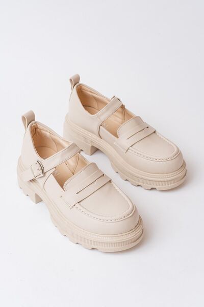 Zerenyus ZRİN-771 Premium Μπεζ Γυναικείο Ορθοπεδικό Loafer με ψηλή σόλα