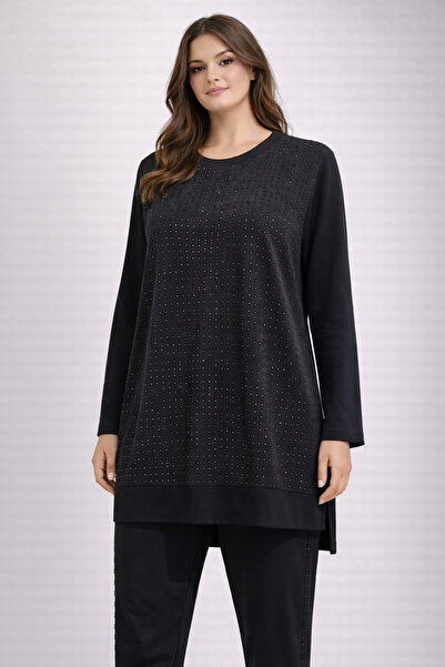 FUAT GÜRSEN Plus Size Bead Detailed Tunic Pants Set