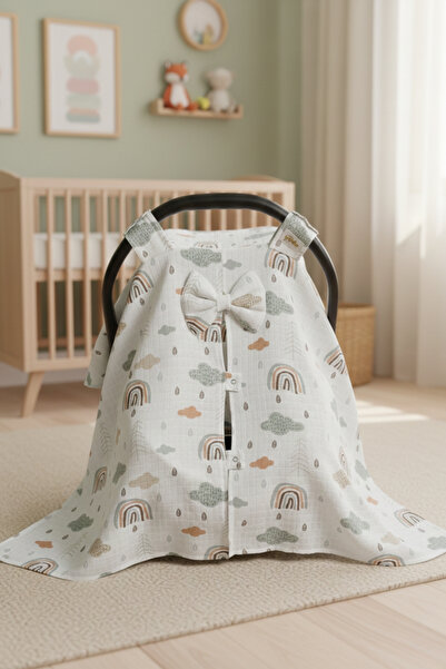 Yada Baby Müslin Tek Kat Minderli Puset Örtüsü Seti-sertifikalı Organik Pamuk...