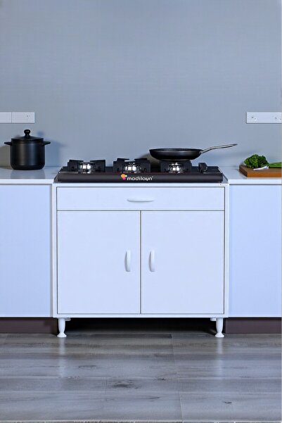 Eliusta Lumin Tüp Yuvalı 80 cm Ankastre Ocak Altı Dolap 80x88x48 cm Beyaz Dol...