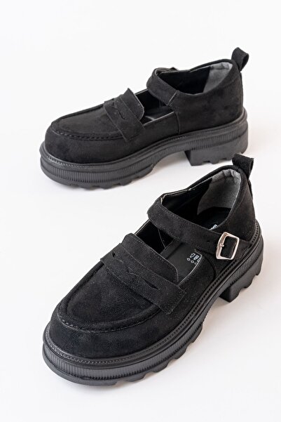 Zerenyus ZRİN-771 Premium Μαύρο Suede Γυναικείο Ορθοπεδικό Loafer με ψηλή σόλα