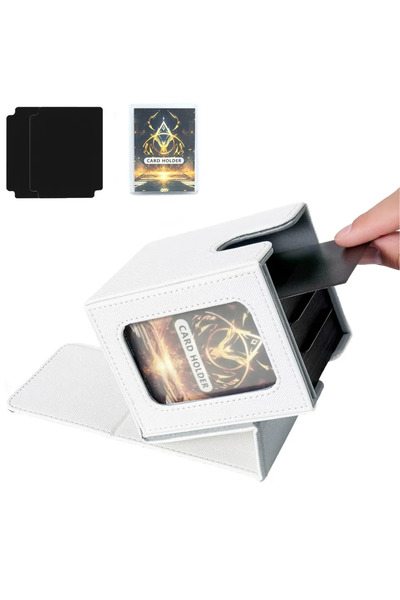 Choice صندوق تخزين أبيض رمادي يتسع لأكثر من 100 بطاقة تداول، مناسب لعرض بطاقا...