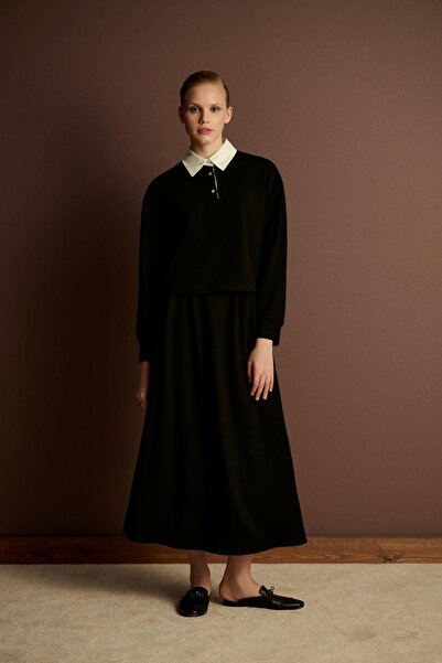 TERZİ DÜKKANI AZURE GARNİ DETAYLI ÖRME TAKIM SİYAH