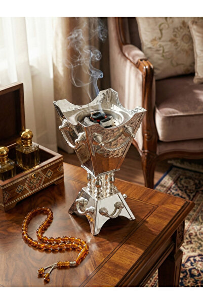 SQUALO مبخرة معدنية فضية ارتفاع 25 – تصميم فخم للمنزل والضيافة