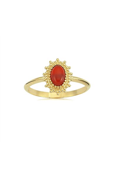FasekGold Gümüş Yüzük - Akik Taşlı Güverseli Güneş Bereket Gümüş Tektaş Yüzük...