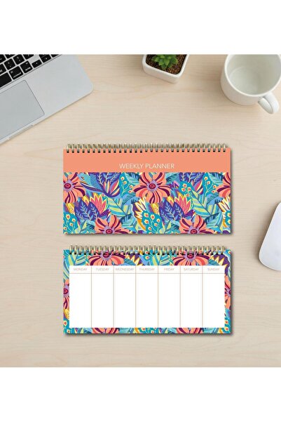 Lizy Haftalık Masa Takvimi – 13x27,5 cm, Spiralli, İç Kapak Baskılı