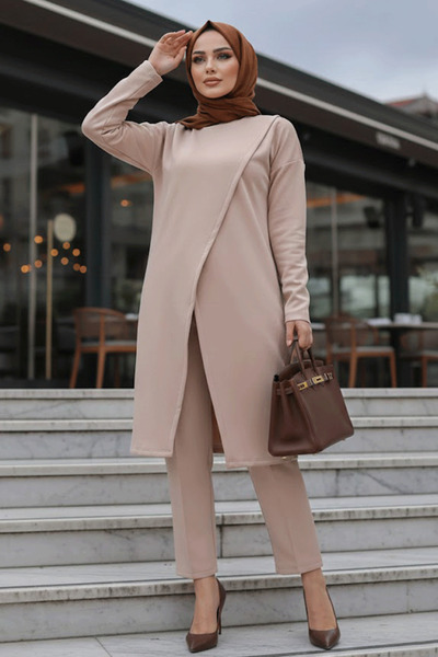 Neva Style Salmon Hijab Διπλό Σετ 80012SMN