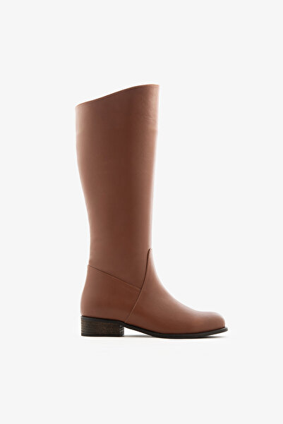 SAYL Cizme de damă pentru călăreț, din piele naturală, cu fermoar lateral, cu vârf rotund