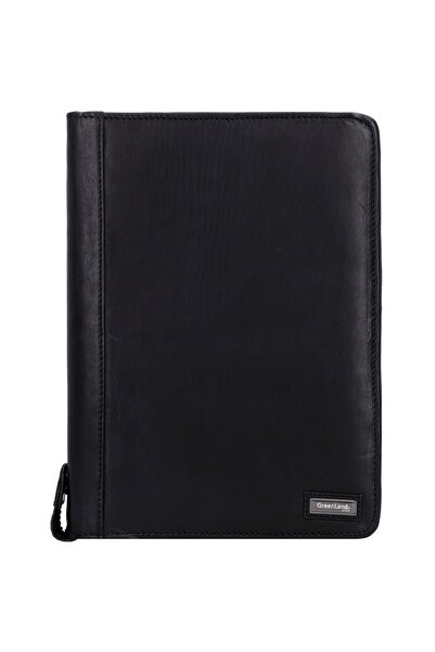 Greenland Nature Schwarzes Nappa-Ringmappe-Leder 33 cm