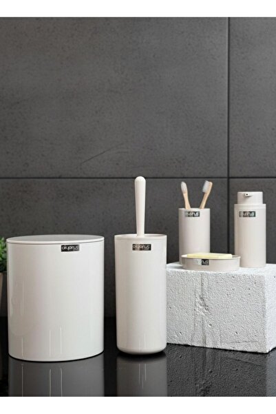 Okyanus Home Bej Yuvarlak 5'li Banyo Seti