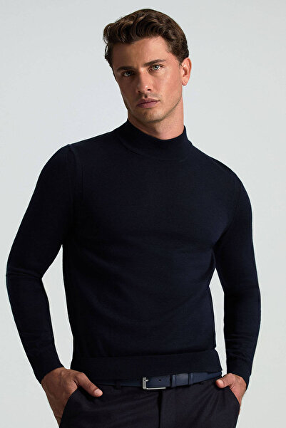 Hemington Lupetto Yaka Merino Yün Lacivert Triko