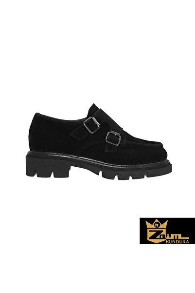Zaim Kundura Women's Black Genuine Suede Shoes 505092232-1