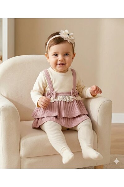 MİNİBORN فستان أطفال بناتي أنيق مطرز من القطن