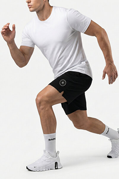 BAFK NO FEAR Siyah, Dokuma, Esnek ve Terletmez Erkek Spor Şort