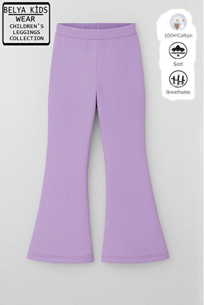 Belya Kids Wear Pamuğa Pamuk Fitilli Tam Kalıp Kız Çocuk İspanyol Tayt