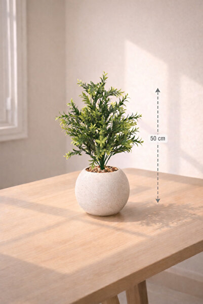 CENTRHOME شتلة صناعية بأوراق متشعبة بطول 50 سم بمركن كروي