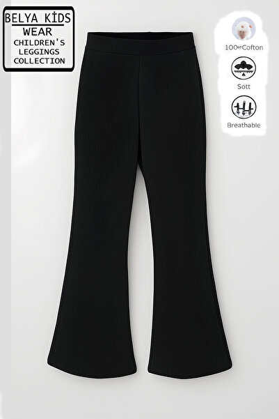 Belya Kids Wear Pamuğa Pamuk Fitilli Tam Kalıp Kız Çocuk İspanyol Tayt