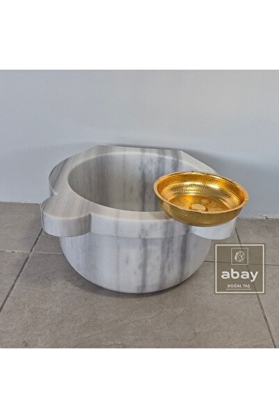 Abay Doğal Taş Marmara Gri Mermer Düz Hamam Kurnası