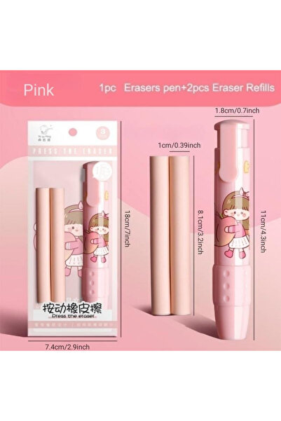 Choice مجموعة ممحاة على شكل قلم وردي اللون، ذات قلب قابل للاستبدال، ممحاة أقل...