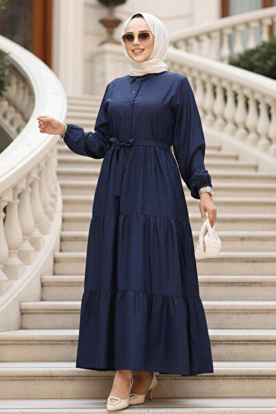 N.S NEVA STYLE Φόρεμα Hijab με κουμπιά σε μπλε ναυτικό χρώμα 30391L