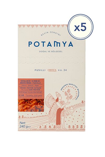 POTAMYA Organik Glutensiz Kırmızı Mercimek Fusulli x5