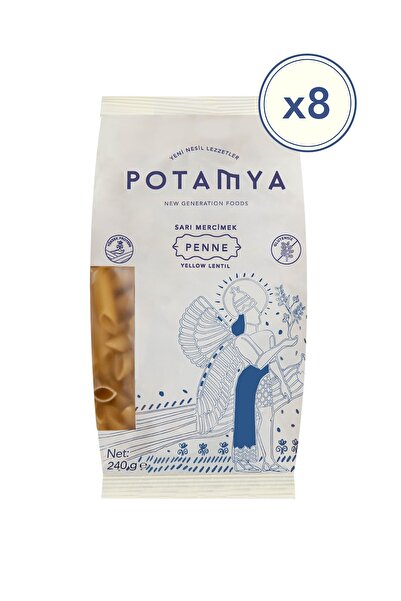 POTAMYA Glutensiz Sarı Mercimek Penne (Kalem) Makarna – 8’li Paket