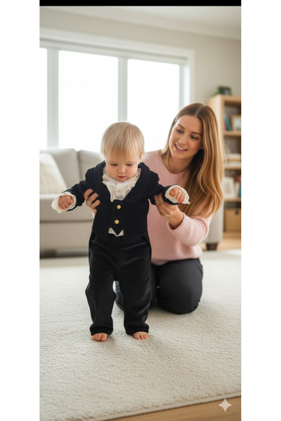 Tozpembebaby Black Velvet Tailcoat Set - Prince Costume