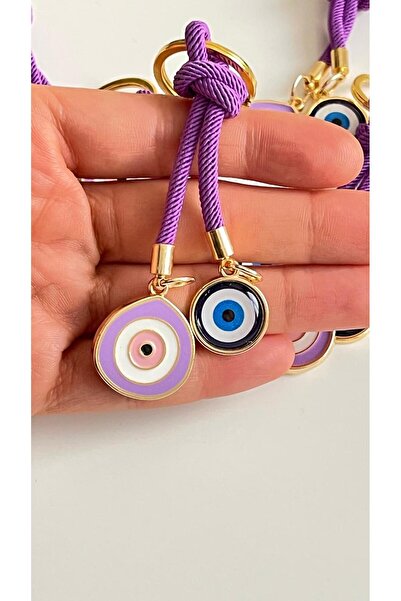 Cassime Breloc cu ochi cu mărgele mov cu șnur