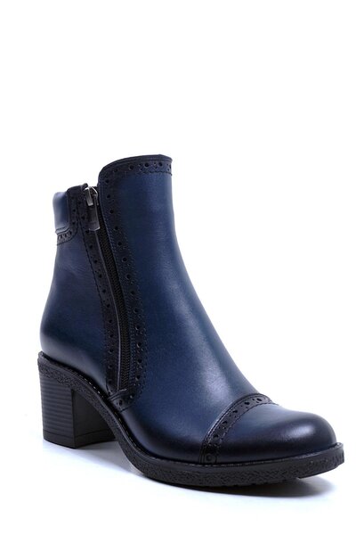 Ustalar Ayakkabı Çanta Lacivert Kadın Hakiki Deri Topuklu Bot 074.602