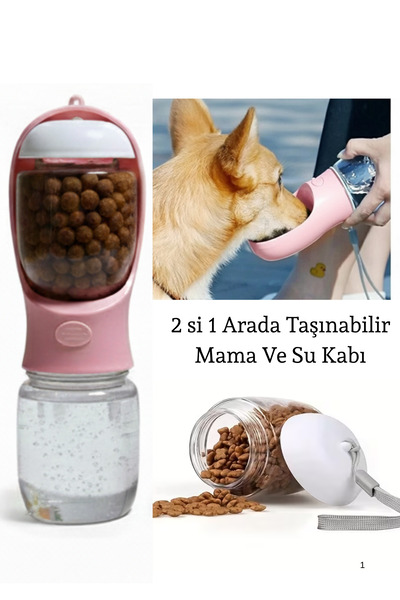 ego home Taşınabilir Kedi Köpek Suluğu 350 mL su 180 ml mama 2in 1 arada Seya...