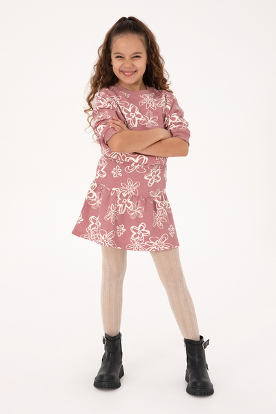 U.S. Polo Assn. Girl's Orchid Flower Patterned Knitted Skirt 50317971-Vr221