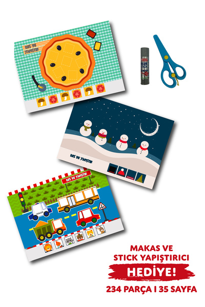 Çılgın Zeka Kes Yapıştır Aktivite Seti Kes Yapıştır Etkinlikleri Kitabı Kes Y...