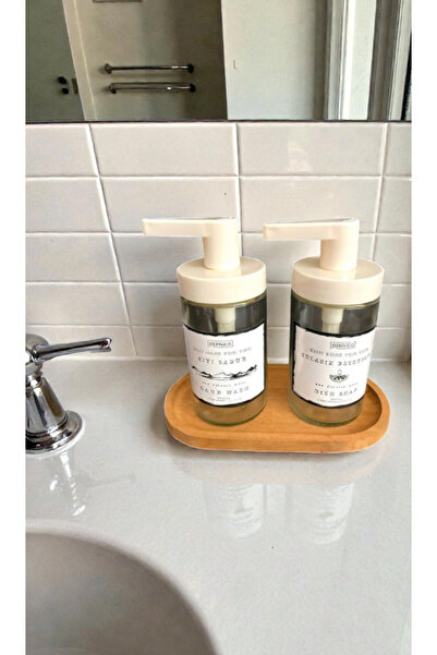 Trend Home Life موزع صابون سائل ومنظف سائل خشبي من تاكان مع غطاء قابل للقفل