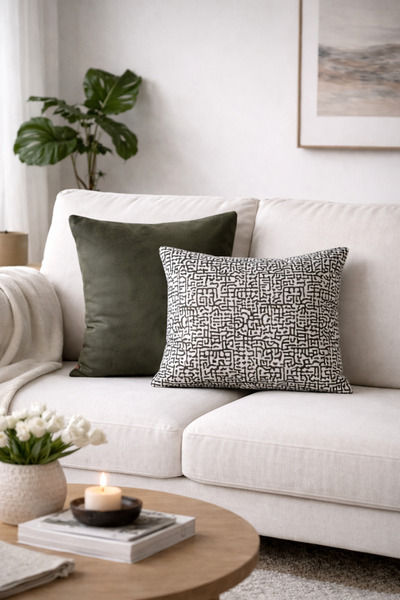 MEFAKS TEKSTİL طقم غطاء وسادة مزخرف من قطعتين من Rustic Harmony – تصميم بملمس...