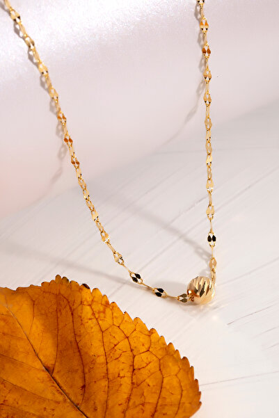 Ersöz Kuyumculuk 14 Ayar Altın 5 mm Dorika Toplu Aynalı Zincir Kolye