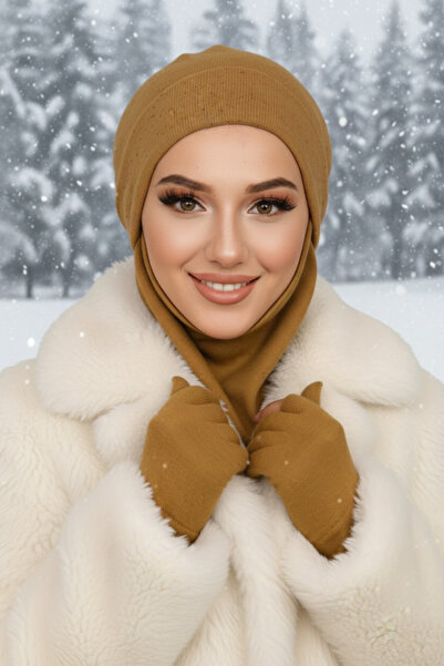 Aişe tesettür Hardal Karyağdı Maskeli Bere