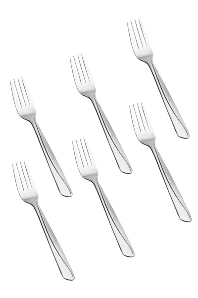 HIC طقم شوكة طعام ستيل غير قابل للصدأ مكون من 6 قطع